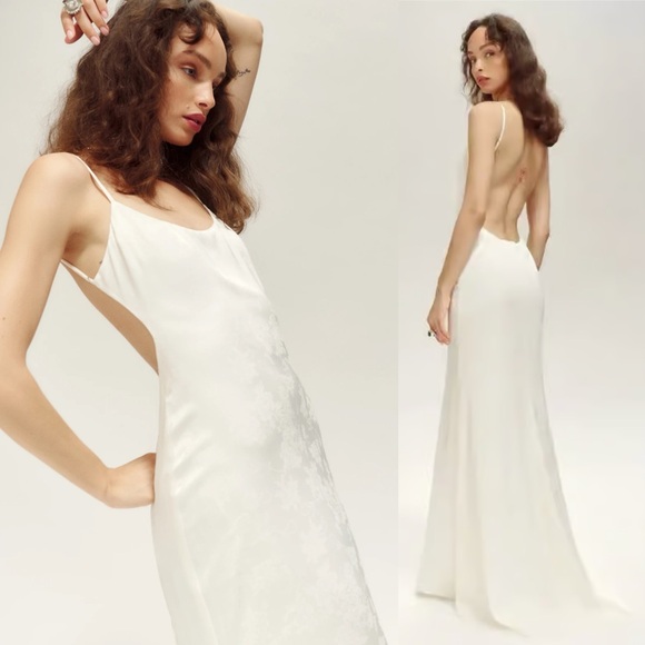 Reformation Allium Dress Ivory White Floral Backless Wedding Gown Bridal Size 10 - Picture 9 of 9
